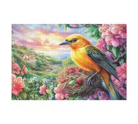 Oriole Pájaro Campo de Flores Puzzles 1000 Piezas Impossible 3D Tiempo Feliz Rompecabezas para Adultos Desafío Intelectual Estera Portátil DIY Moderno Creativo 1000 PCS