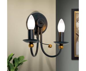 ORION Aplique de pared de 2 llamas GARDA rústico