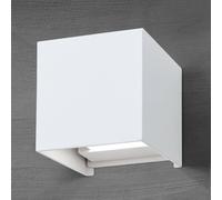 ORION Aplique LED para exterior Cube, blanca, metal, 10 cm, arriba/abajo