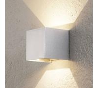 ORION Aplique LED para exterior Cube, color aluminio, metal, 10 cm, arriba/abajo