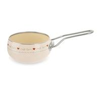 orion group Cacerola esmaltada - 1,1 l de diámetro, 15 cm de diámetro, apta para todo tipo de fuegos y hornos, material resistente con asa, apta para lavavajillas, olla roja con lunares blancos