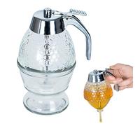 Orion Haushaltswaren Dispensador de cristal para miel y jarabe con soporte de almacenamiento