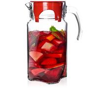 ORION GROUP Luna - Jarra de cristal (1,75 L, con tapa y caño para bebidas caseras, té helado, leche, café, vino)