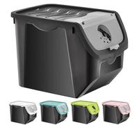 orion group Recipiente de almacenamiento para frutas, cebollas, patatas, ajos, con tapa, 12 L,Negro Y Gris