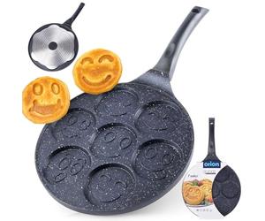 orion group Sartén de granito para huevos pasteles 7 agujeros caras sonrientes GRANDE 27 cm