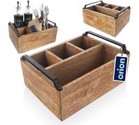 orion group Soporte para cubiertos de madera | Soporte para cubiertos con 4 compartimentos para cubiertos, salsas, servilletas y especias