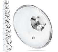 orion group - Tapa de cristal con anillo de acero inoxidable para olla y sartén - Tapa de sartén - Tapa de olla - Cristal resistente al calor 200 °C - Tapa universal - Pan lid - Ø 16 cm