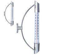 ORION GROUP Termómetro de ventana para exteriores, 24 cm, para jardín, analógico, con indicador de temperatura, color plateado
