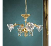 ORION Lámpara colgante La Boheme, dorada, 4 luces, cristal