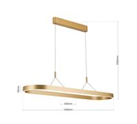 ORION Lámpara colgante LED de Carrara, oro mate, regulable en altura, CCT
