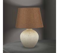 ORION Lámpara de mesa Masai, crema/marrón, altura 46,5 cm, cerámica/lino