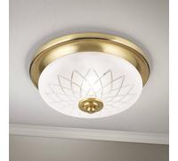 ORION Plafón de techo Porto, Ø 26 cm, color bronce, cristal, E27