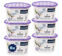 Orion Set de deshumidificadores 230 g x 6 - Deshumidificador granulado con aroma a limón - Caja absorbente de humedad contra olores y moho para baño, cocina, sótano, caravana