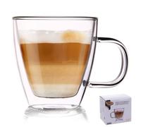 Orion Vaso de té de doble pared, cristal térmico para café con leche y capuchino, 180 ml