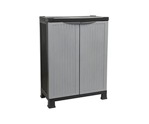 ORION91 - Armario de Resina Bajo Almacenaje, Uso Exterior e Interior, Jardín y Terraza, 1 Balda, 2 Puertas, 30kg Carga Máxima, Dimensiones 39x68x92cm (Largo x Ancho x Alto), Color Gris o Negro