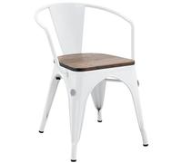 ORION91® - BETA EDITION Metal Dining Chair with Wood Seat, 71x50x54 cm, Industrial Style, Stackable, Suitable for Home and Commercial Use, Elegant Design, Durable Steel and Solid Wood, Idea… - Pack x4