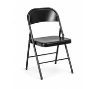 Orion91 Folding Chair Leo by, Black Metal Design, Compact and Portable for Kitchen, Garden, or Camping Use, Ergonomic Support, Weight Capacity of 110 kg, Dimensions 46 x 44 x 78 cm. - Pack x6