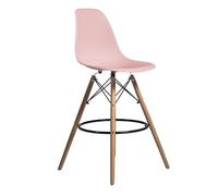 ORION91 High Stool - Nordic Style Ergonomic Design with Curved Polypropylene Backrest in Pink, Beech Wood Legs, Ideal for Home and Office Spaces, Dimensions: 46.5x55x105 cm, Multipurpose Fu… - Pack x4