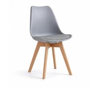 Orion91 Lyra Chair Linen Padded Cushion, Chairs for Kitchen, Office, Living Room - Gray Color 40 x 49 x 82 cm - spazioluzio - Pack x6