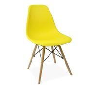 Orion91 ORION91oficial® - Silla de Comedor, O91, Polipropileno Color Amarillo y Patas en Madera Haya 46,5 x 48 x 82 cm, Hostelería-Bar-Restaurante-Pack x12