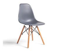 Orion91 ORION91oficial® - Silla de Comedor, O91, Polipropileno Color Gris y Patas en Madera Haya 45 x 53 x 83 cm, Hostelería-Bar-Restaurante-Comedor-Pack x2