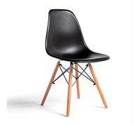 Orion91 ORION91oficial® - Silla de Comedor, O91, Polipropileno Color Negroy Patas en Madera Haya 45 x 53 x 83 cm, Hostelería-Bar-Restaurante-Pack x2