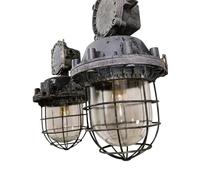 Orion91 Pareja LAMPARAS Industrial Barco O Bunker con Jaula AÑOS 60 - POLACA Gris 35x65cm-