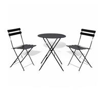 Orion91 Set 3 Piezas Balcón BALCONI Plegable 1 Mesa (70x60 cm) + 2 Sillas (81x42x41 cm) Estructura Acero Color Negro Jardín Exterior Interior - SpazioLuzio-Pack x2