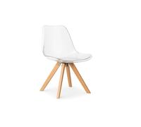 Orion91 Silla URSA Color Transparente Asiento Acolchado Piel Sintética y Patas Haya 49 x 43 x 81cm Comedor Oficina Salón Teletrabajo Cocina - SpazioLuzio-Pack x12