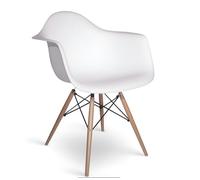 ORION91oficial Sillón HADAR con Brazos, Blanco, Patas de Madera de Haya, Asiento de Polipropileno, 67x57.5x82.5 cm, para Comedor, Oficina, Salón