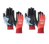 OriStout 2 pares de guantes de trabajo para hombre y mujer, para pantalla táctil, resistentes al agua, guantes térmicos de invierno, guantes de jardinería para clima frío, color rojo, talla grande