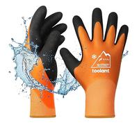 OriStout Guantes de trabajo de invierno para hombres y mujeres, guantes de pesca impermeables para clima frío, guantes de congelador con aislamiento térmico, súper agarre, naranja, talla XXL