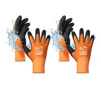 OriStout Guantes resistentes al agua y térmicos, para pantalla táctil, hombre y mujer, ideal para jardinería y clima frío, naranja, grande, 2 pares