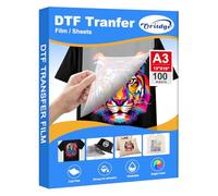 Oritdge DTF DTF - Lámina de transferencia DTF A3, 29,7 x 42 cm, 100 hojas, papel de transferencia DTF directamente a doble cara, mate, transparente, hojas de PET para impresoras Epson y camisetas