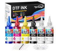 Oritdge DTF Ink Premium 600ML, DTF - Tinta para DTF Film compatible con Epson 8500 L1800 L800 ET-8550 ET-8500 DX7 DX5 ET-2850 XP-15000 XP600 R1390 R2400 140 140 430 IV. 3200 (100 ml x 6 /CMYK+2 WH)