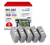 Oritdge PFI-307 Cartucho de Tinta para Canon PFI 307 PFI-307MBK PFI-307BK PFI-307C PFI-307M PFI-307Y Cartuchos para Canon ImagePrograf iPF830, iPF840, iPF850 (Negro Mate Negro Amarillo Cian Magenta)
