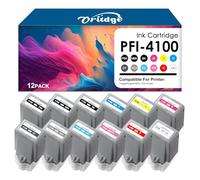 Oritdge PFI-4100 PFI4100 - Cartucho de tinta para Canon PFI-4100 PFI4100 compatible con Canon imagePROGRAF PRO-1100 (12 unidades, MBK/PBK/C/M/Y/R/GY/B/PGY/PC/PM/CO)