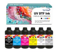 Oritdge UV DTF Tinta 500-ml para UV A B Films Compatible para XP600 TX800 i3200 i1600 L805 1390 DX5 DX6 DX7 DX10 Impresora (Negro, Cian, Magenta, Amarillo, Blanco, Barniz)