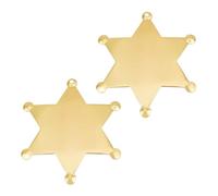 Orivin 1 par de insignias de sheriff, insignias de estrella hexagonales de metal, broches de aleación en blanco para sombreros y abrigos, ideales para sheriff y disfraz de vaquero.