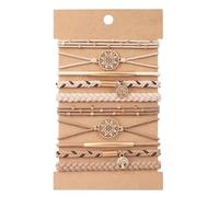 Orivin 10 gomas para el pelo con diseño de árbol de la vida, coleteros, pulseras elásticas, accesorios para el cabello en poliéster beige crema.