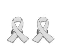 Orivin 2 broches de cinta blanca, para apoyar la concienciación sobre el cáncer de mama, causas, regalos elegantes de joyería (2,6 x 2,1 cm)
