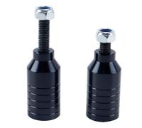 Orivin 2 estribos para patinete acrobático Pro Stunt de aluminio negro arcoíris con eje de 12,9 pasos y tuerca de montaje para grinds 5050 (negro)