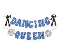 Orivin Banner de bola de discoteca con purpurina de la Reina del Baile para decoraciones de fiesta de la despedida de Mamma Mia, suministros para fiestas temáticas de la Reina del Baile