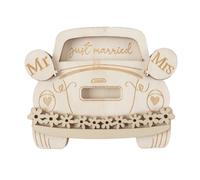 Orivin Cartera de madera para coche de boda, tarjetero compacto y delgado hecho a mano para parejas