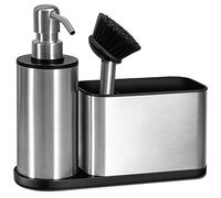 Oriware - Organizador para Fregadero de Cocina con dispensador de jabón Incorporado y Soporte para Esponja (Bomba y aplicador de Acero Inoxidable) - 7.87 x 7.08 x 2.556 Pulgadas