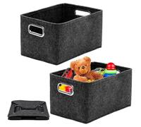 Orixo 2 Piezas Cesta Fieltro Almacenaje, 30 x 20 x 20 cm, Cesta de Fieltro Plegable con Asa para Organizar Ropa, Toallas, Artículos de Aseo, Artículos para Bebés, Gris