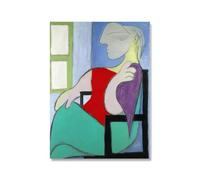 Orjdjz Wxkbl Arte mural de Pablo Picasso 《Mujer sentada cerca de una ventana》Pintura en lienzo Póster e impresiones de Pablo Picasso Cuadro retro para decoración del hogar 40x65cm Sin marco