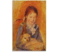 Orjdjz Wxkbl Chica con perro de Pierre-Auguste Renoir Póster y grabados Pintura retro mural Pintura de lienzo de Pierre-Auguste Renoir para decoración del hogar 40x55cm sin marco