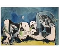 Orjdjz Wxkbl Desnudo femenino acostado de Pablo Picasso Póster Lienzo abstracto Arte mural Pintura cubista Grabados de Pablo Picasso para la decoración de oficina 40x55cm Sin marco