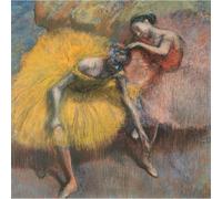Orjdjz Wxkbl Dos bailarines amarillos y rosas de Edgar Degas Póster Grabados abstractos Dibujo mural de lienzo de Edgar Degas Pintura vintage para el hogar Decoración 40x40cm sin marco